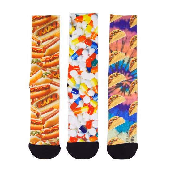 Calcetines al por mayor de encargo unisex de la impresión por sublimación del poliéster del algodón de las mujeres del hombre